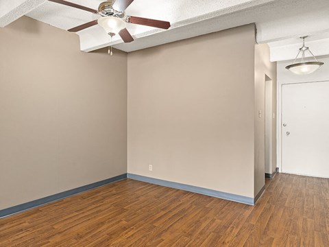 wood-style flooring in dining area